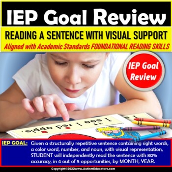Preview of Learn to Read a Sentence with Picture and Symbols Visual Support IEP Goal Review