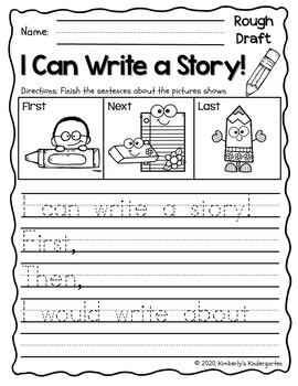 My First Story Writing and Drawing Book for Kids Ages 6-8, Grades 1-3, Print Handwriting: Illustrated Writing Prompts and Story Starters, to Improve