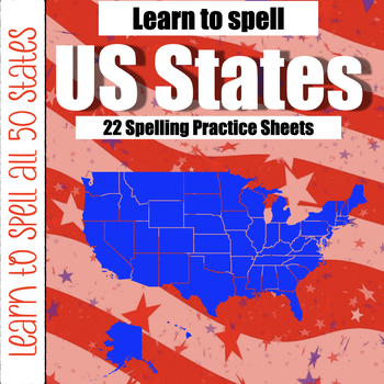 Preview of Learn to Spell the 50 US States - Practice Sheets & Easel Self-Grading Activity