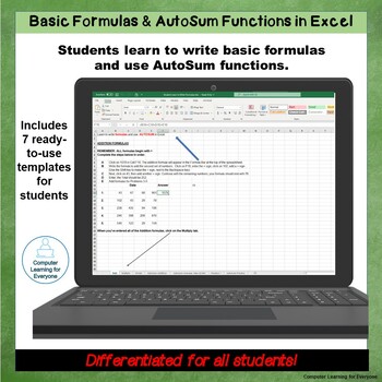 Preview of Learn to Write Formulas & Use AutoSum in Excel  Spreadsheet Resource 2