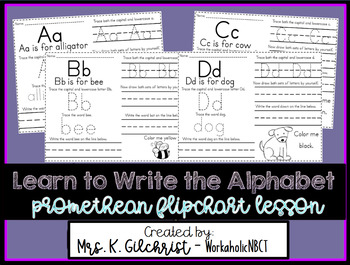 Preview of Learn to Write the Alphabet ActivInspire Promethean Flipchart Lesson