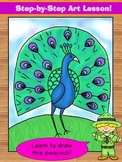 Directed Drawing. Learn to draw a peacock!  Step-by-step a