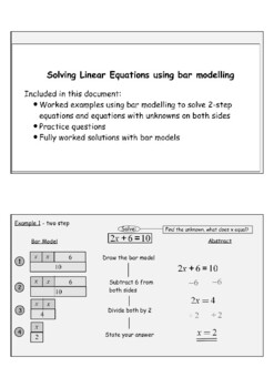 Preview of Intro - Linear equations using bar modelling - Buy the work on my products page