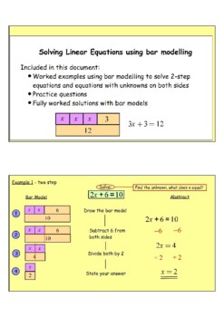 Preview of Learn to solve linear equations using bar modelling