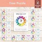 Learn to tell time. Telling time puzzle. Analog and digita