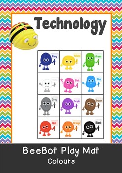 Preview of Learn your Colours BeeBot Play Mat & Instruction movement cards. Bee Bot Coding