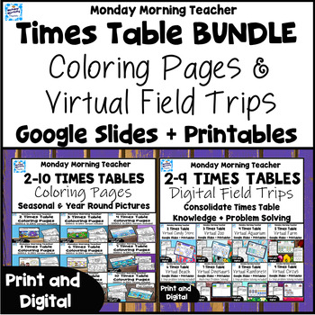 Preview of Learn your Times Tables BUNDLE: coloring virtual field trips problem solving