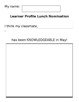 Preview of Learner Profile Lunch: Kindergarten Voting