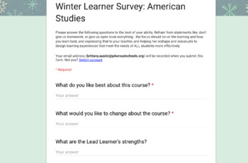 Preview of Learner Survey