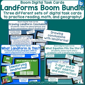 Preview of Learning About Landforms and Geography - Boom Learning Digital Task Cards Bundle