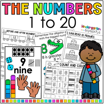 Preview of Learning About Numbers 1 to 20 - Worksheets, Posters & Cards for Kindergarten