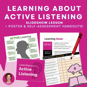 Preview of Learning Active Listening | Slideshow Lesson (with Poster & Self-Assessment)