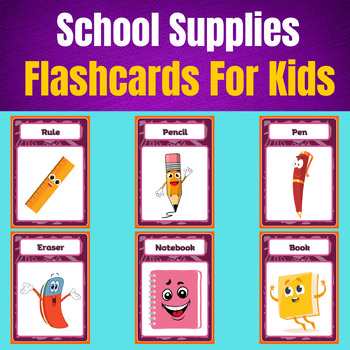 School Supplies Flashcards for Kids