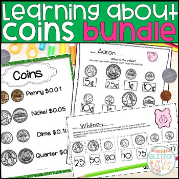 Preview of Coin Identification and Counting Sets of Coin Worksheets - Money Bundle