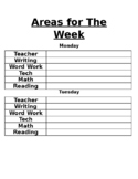 Learning Areas Weekly Schedule- editable