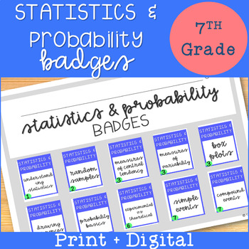 Preview of Learning Badges - Statistics & Probability 7th Grade