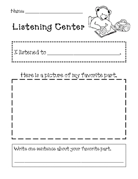 Preview of Learning Center Activity Sheets