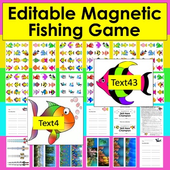 Preview of Editable Magnetic Fishing Game Sight Words or Any Skill!