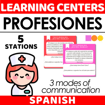 Preview of Learning Centers - Las Profesiones - Activities for 3 Modes of Communication