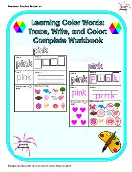 Preview of Learning Color Words: Trace, Write, and Color: Complete Workbook