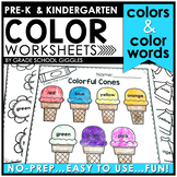 Color Words Worksheets: Learning Colors Practice & Kinderg