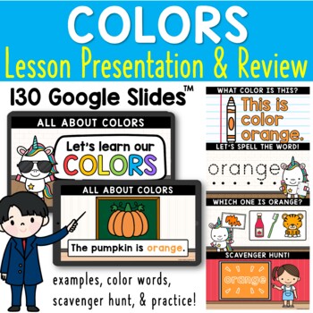 Preview of Learning Colors Google Slides™ Lesson Pre-K to Kindergarten Morning Work