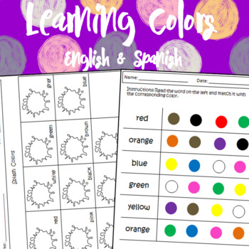 Learning Colors English & Spanish by Dressed In Sheets | TpT