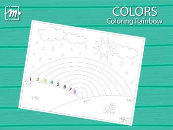 Preview of Learning Colors on Kindergarten: Rainbow Coloring Page, 8 colors