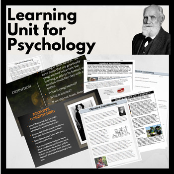 Preview of Learning & Conditioning Unit for Psychology: PPT, Test, Activities, & More