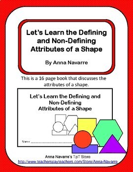 Preview of Defining and Non-Defining Attributes of a Shape Book