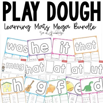 Preview of Play Dough Mats Alphabet Numbers Shapes | The Bundle