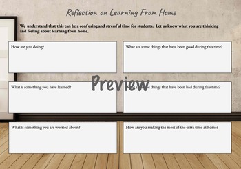 Preview of Learning From Home Reflection for Google Classroom