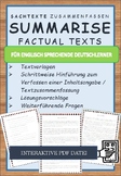 Learning German: Summarizing factual texts -Sachtexte zusa