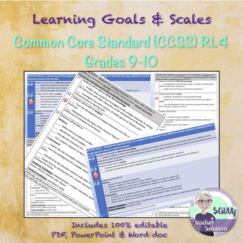 Preview of Learning Goal & Learning Scale for Common Core Standard CCSS RI.9-10.4