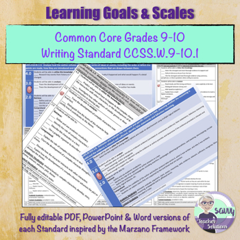 Preview of Learning Goal & Scale for Grade 9-10 Common Core Writing Standard W.1