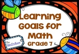 Learning Goals in Math - Grade 7