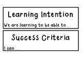 Learning Intention and Success Criteria