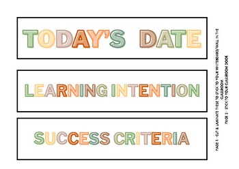 Preview of Learning Intentions/Success Criteria & Classroom Movement Poster [Natural]