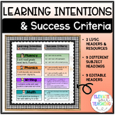 Learning Intentions and Success Criteria Classroom Signs