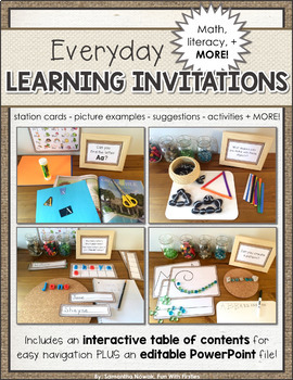 Preview of Learning Invitations: Full Day Kindergarten, Early Learning, First Grade, Reggio
