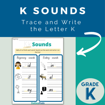 Preview of Learning K Sounds | Trace and Write The Letter K Printable Worksheet