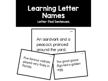 Preview of Learning Letter Names Letter Find Sentences