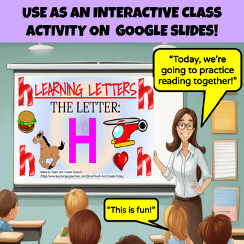 learning letters the letter h google slides interactive visual exercise