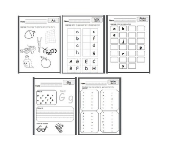 Preview of Learning Letters Worksheet and Task Box Bundle