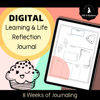Preview of Learning & Life Reflection Journal DIGITAL Secondary Wellness SEL Food Doodles