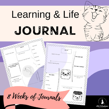 Preview of Learning & Life Reflection Journal Wellness for Secondary SEL Animal Fun PDF