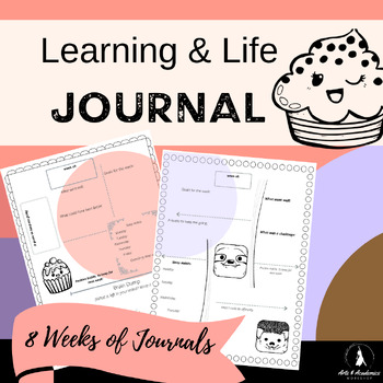 Preview of Learning & Life Reflection Journal Wellness for Secondary SEL Food Doodles PDF