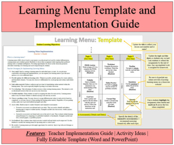 Preview of Learning Menu Template & Implementation Guide