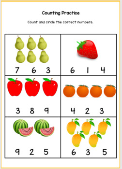 Learning Numbers 1 To 10 with Fruits - Math Pack -(Kindergarten/Preschool/ Pre-k)