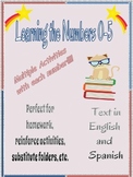 Numbers -Learning Numbers 0-5 Booklets in English and Spanish